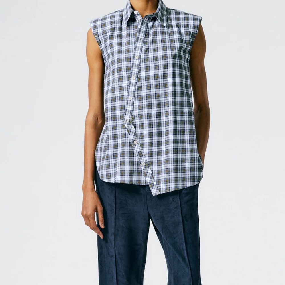 Tibi Checkered Button-Up